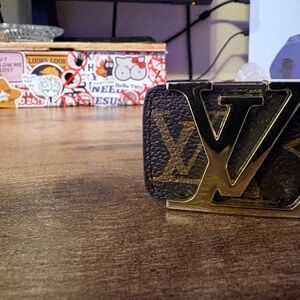 Louis Vuitton Black and Gold Monogram Belt